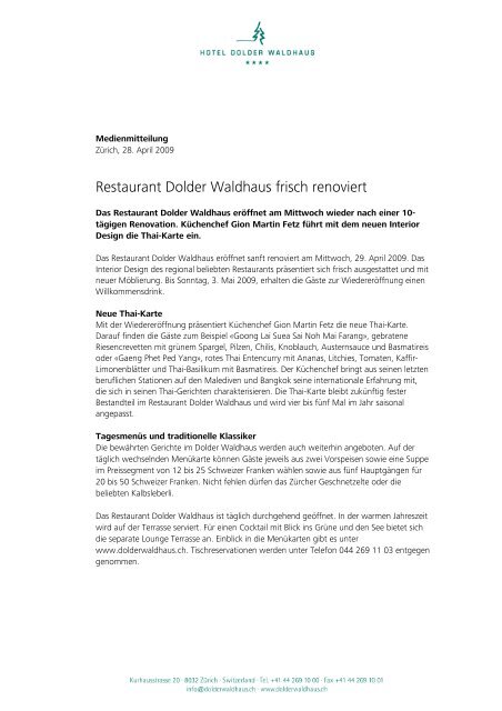 Restaurant Dolder Waldhaus frisch renoviert - The Dolder Grand