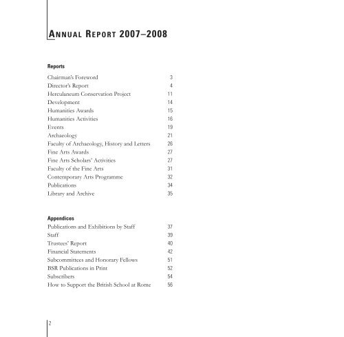 Annual Report 2007-8 - The British School at Rome