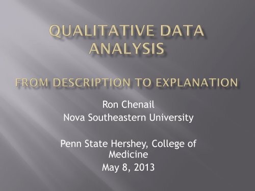 Qualitative Data Analysis Description to Explanation