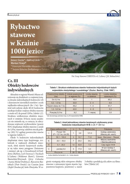 Rybactwo stawowe w Krainie 1000 jezior - Uniwersytet Warmińsko ...