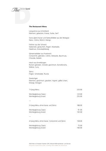 The Restaurant Menu Langustinos aus ... - The Dolder Grand