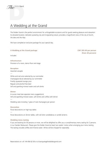 Wedding package - The Dolder Grand