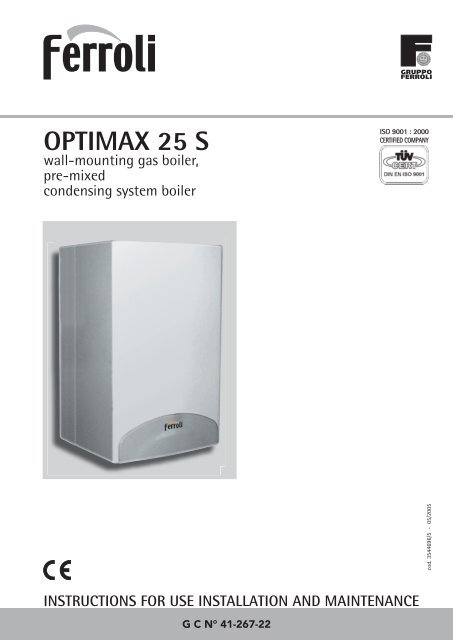 Optimax 25 S Manual - Ferroli
