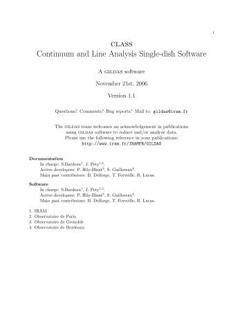 class Continuum and Line Analysis Single-dish Software - IRAM