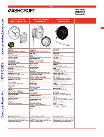 Ashcroft Thermometers - Control And Power