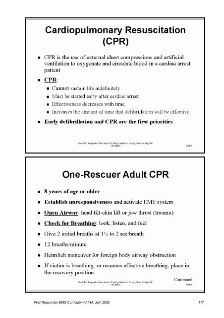 First Responder EMS Curriculum for Training Centers in Eurasia