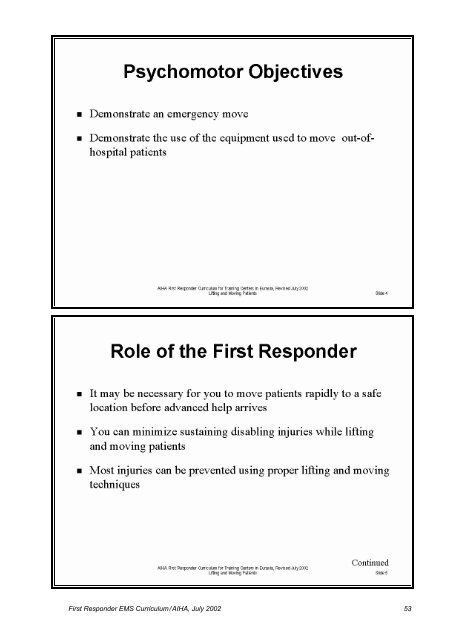 First Responder EMS Curriculum for Training Centers in Eurasia