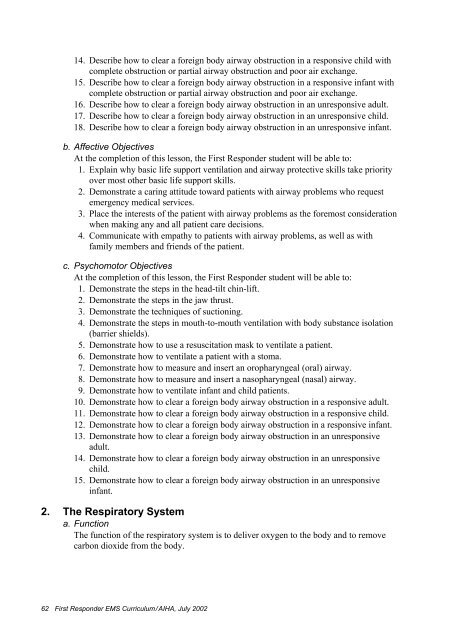 First Responder EMS Curriculum for Training Centers in Eurasia