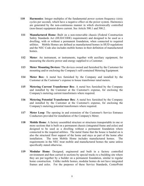 Electric Service Standards - CenterPoint Energy