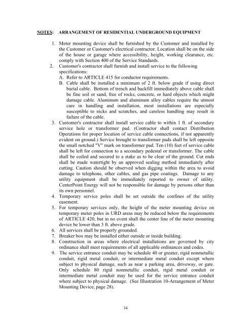 Electric Service Standards - CenterPoint Energy