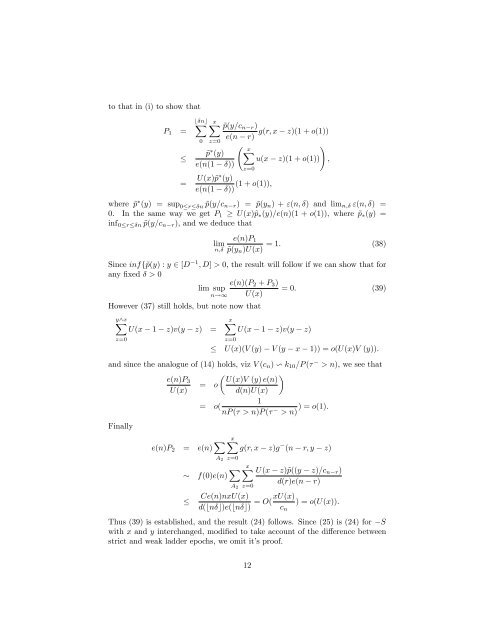 Local Behaviour of First Passage Probabilities - MIMS - The ...