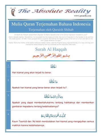 Mulia Quran Terjemahan Bahasa Indonesia Surah Al Haqqah