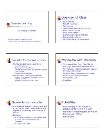Bayesian Learning Handouts.pdf - Richard J. Povinelli