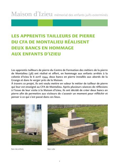 Les Apprentis Tailleurs De Pierre Du Cfa Maison D Izieu Les Apprentis Tailleurs De Pierre Du Cfa Maison D Izieu