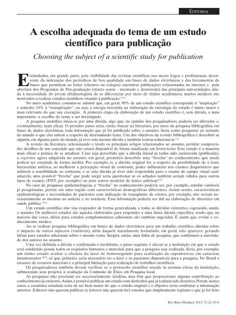 Baixe aqui a versão em PDF da RBO - Sociedade Brasileira de ...