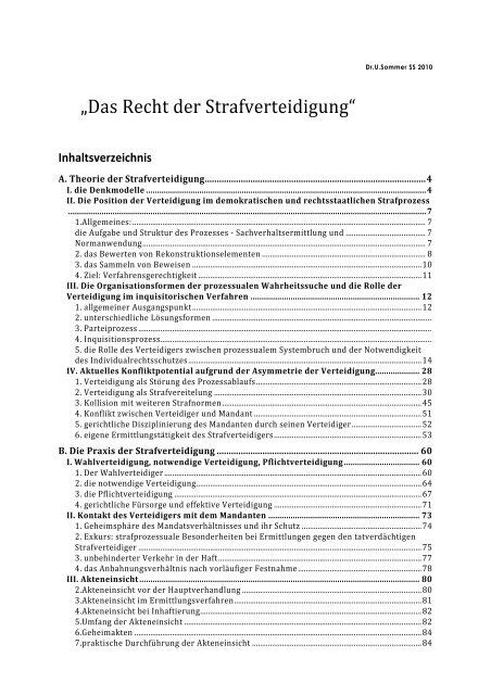 A. Theorie der Strafverteidigung