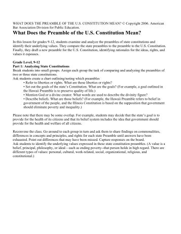 What Does the Preamble of the U.S. Constitution Mean? - American ...