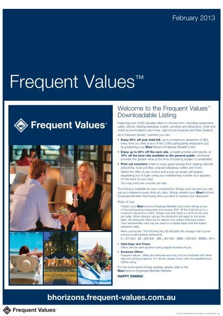 Frequent Valuesâ¢ - Blue Horizons - Frequent Values