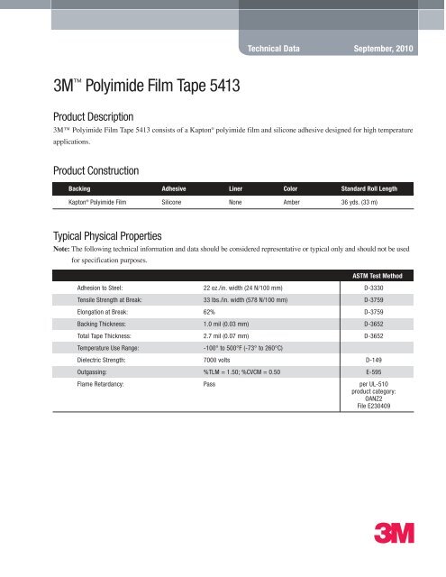 3Mâ¢ Polyimide Film Tape 5413