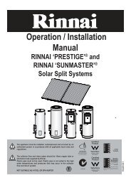 Rinnai Sunmaster Gas Manual - Pivot Stove & Heating