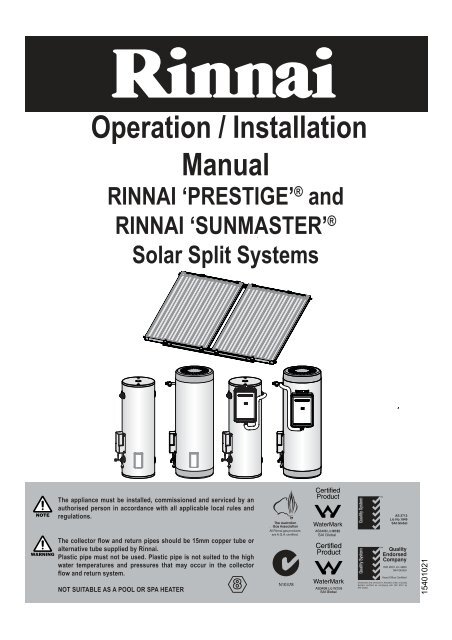 Rinnai Sunmaster Gas Manual - Pivot Stove u0026amp; Heating
