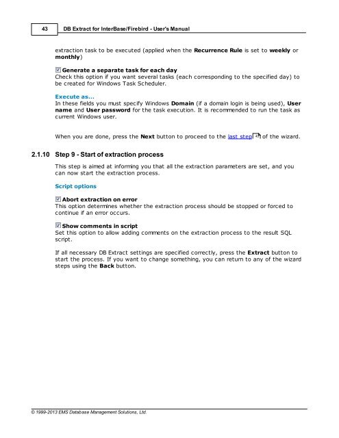 DB Extract for InterBase/Firebird - User's Manual - EMS Manager
