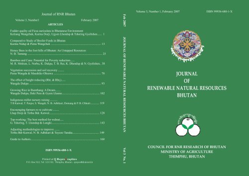journal of renewable natural resources bhutan - Ministry of Agriculture