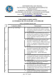 Teme de proiect de diploma propuse pentru Autovehicule Rutiere