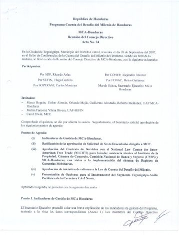 Acta No. 24 - Cuenta del Milenio - Honduras