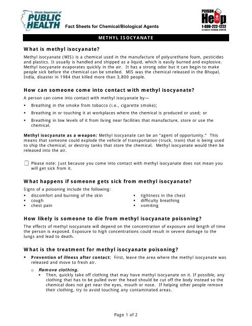 What is methyl isocyanate? - Illinois Poison Center