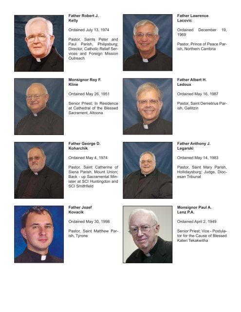 Diocesan Priests - Diocese of Altoona-Johnstown