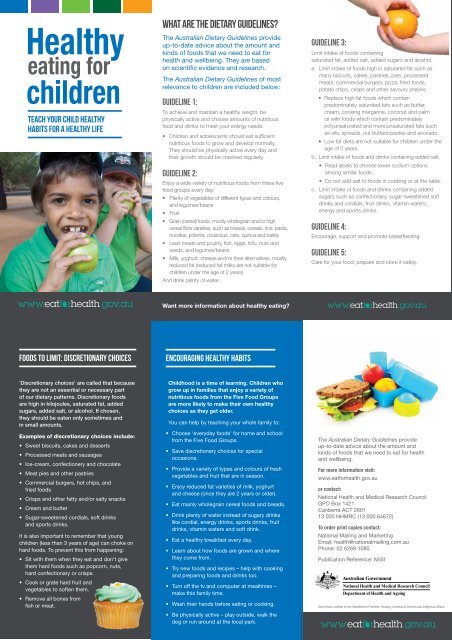Healthy eating for children - Eat For Health
