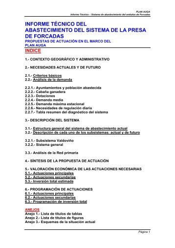 informe técnico del abastecimiento del sistema de la presa de ...