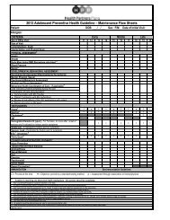 Adolescent Preventive Care Flow Sheet - Health Partners