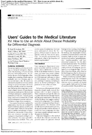 Users' guides to the medical literature: XV. How to use an article ...