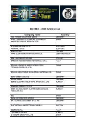 ELECTRO â€“ 2009 Exhibitor List - Expocentre Europe