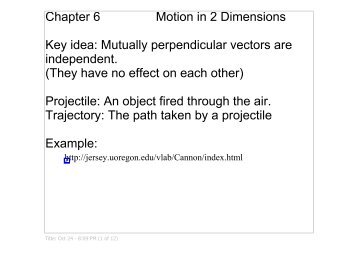 Chapter 6 Motion in 2 Dimensions - Iona Physics