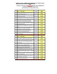 bus schedule - Quarry Bay School