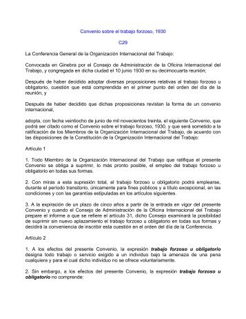 2. Convenio 29 de la OIT sobre trabajo forzoso