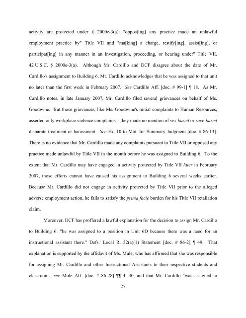 Connecticut District Court decision, Goodwine v. DCF