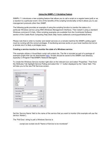 Using the SNMPc Scripting Feature - Castle Rock Computing