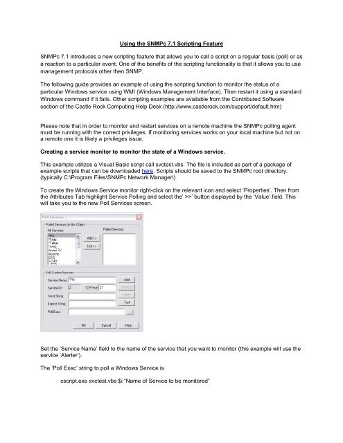 Using the SNMPc Scripting Feature - Castle Rock Computing