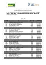 RelaÃ§Ã£o dos aprovados da ÃREA JURÃDICA, SAÃDE, NÃVEL