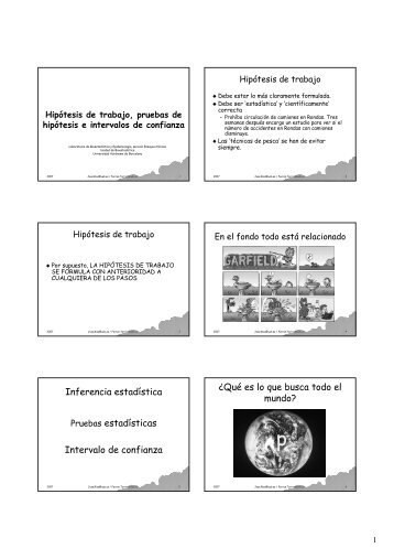 Inferencia estadística Pruebas estadísticas Intervalo de confianza ...