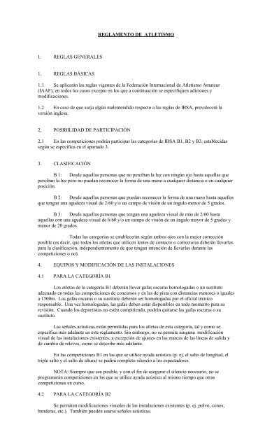 REGLAMENTO DE ATLETISMO I. REGLAS GENERALES 1 ...