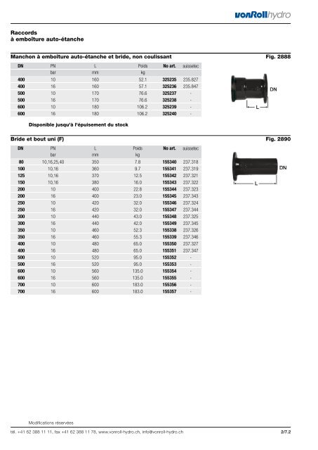 Tuyaux et raccords - vonRoll hydro