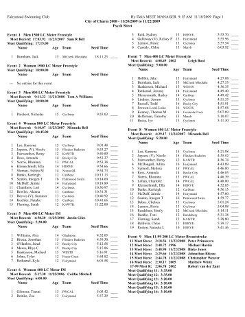 11/20/2009 to 11/22/2009 Psych S - Wide Bay Regional Swimming ...