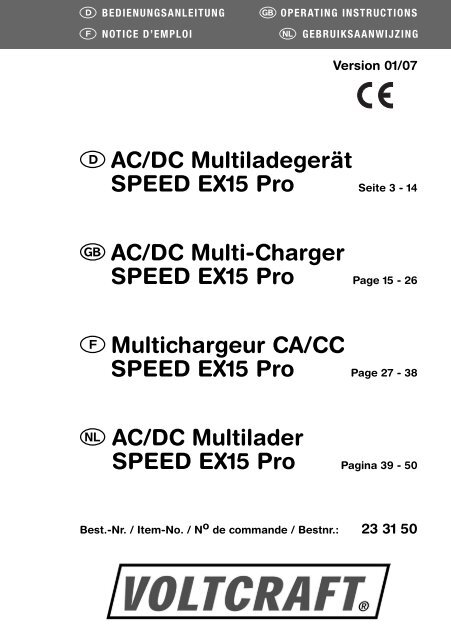 AC/DC MultiladegerÃƒÂ¤t SPEED EX15 Pro - Produktinfo.conrad.com