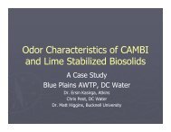 Odor Characteristics of CAMBI and Lime Stabilized Biosolids