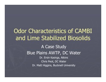 Odor Characteristics of CAMBI and Lime Stabilized Biosolids